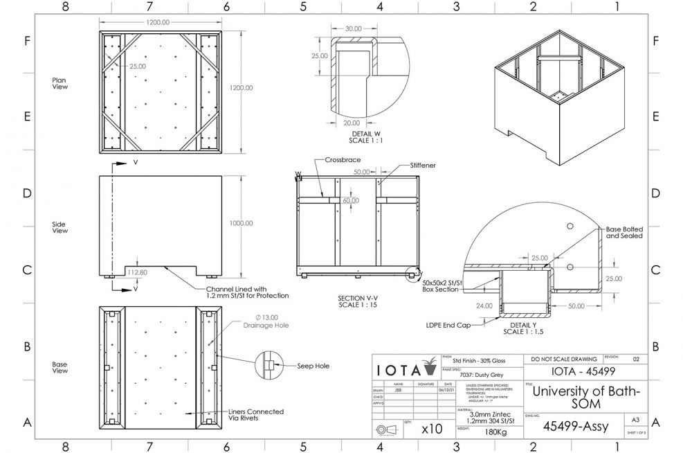 Bespoke Steel Planters & Large Rectangular Tree Planters Movable via